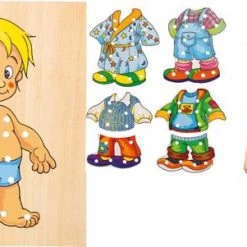 Aankleed Jongen - Dress Up Boy - Hout - Leerzaam - Educatief - Creatief - Fijne Motoriek - Woody - Kinderen - Aankleden - Houten Pop - Rijgen - Veter - Puzzel - Wardrobe Boy - Stringing Wardrobe Boy - Cadeau