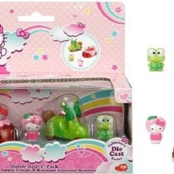 Hello Kitty Die Cast Series Dazzle Dash 2-Pack Apple Coupe & Keroppi Coconut Scooter 15x18cm