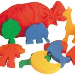 Goki Memo Spel Van Hout: TAST-MEMO Met 12 Vormen H7-11,5x1cm, In Katoenen Zakje