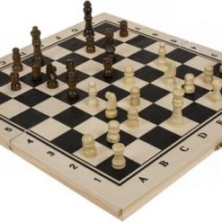 In Round Houten Schaakbord Met Schaakstukken ? Luxe Schaakspel Hout