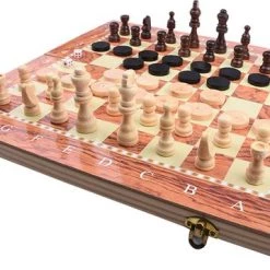 Merkloos Schaakbord | Dambord | Backgammon | 24 X 24 Cm | Schaakspel | Schaakset | Schaken | Dammen | Met Schaakstukken | 3-in-1 Bordspel | Chess | Hout | Opklapbaar -educational games Winkel 550x358 3