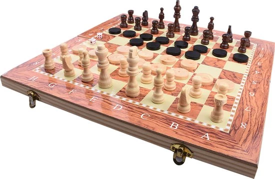 Merkloos Schaakbord | Dambord | Backgammon | 34 X 34 Cm | Schaakspel | Schaakset | Schaken | Dammen | Met Schaakstukken | 3-in-1 Bordspel | Chess | Hout | Opklapbaar 8 Merkloos Schaakbord | Dambord | Backgammon | 34 X 34 Cm | Schaakspel | Schaakset | Schaken | Dammen | Met Schaakstukken | 3-in-1 Bordspel | Chess | Hout | Opklapbaar - Afbeelding 8
