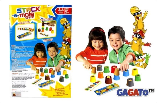 Gagato Stack-A-Mole Game - Stapelen In Een Race Tegen De Klok - Educatief - Motoriek - Leerspel - Spelletjes Voor Kinderen 3 Gagato Stack-A-Mole Game - Stapelen In Een Race Tegen De Klok - Educatief - Motoriek - Leerspel - Spelletjes Voor Kinderen - Afbeelding 3