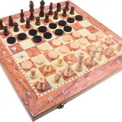 Merkloos Schaakbord | Dambord | Backgammon | 24 X 24 Cm | Schaakspel | Schaakset | Schaken | Dammen | Met Schaakstukken | 3-in-1 Bordspel | Chess | Hout | Opklapbaar -educational games Winkel 550x410 1