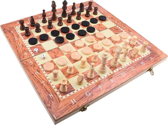 Merkloos Schaakbord | Dambord | Backgammon | 34 X 34 Cm | Schaakspel | Schaakset | Schaken | Dammen | Met Schaakstukken | 3-in-1 Bordspel | Chess | Hout | Opklapbaar 9 Merkloos Schaakbord | Dambord | Backgammon | 34 X 34 Cm | Schaakspel | Schaakset | Schaken | Dammen | Met Schaakstukken | 3-in-1 Bordspel | Chess | Hout | Opklapbaar - Afbeelding 9