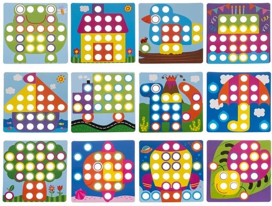 Iso Trade Leerzaam Mozaïek Druk Knoppen Kleuren Spel Met 45 Gekleurde Druk Knop Kralen En 12 Verschillende Plaatjes 6 Iso Trade Leerzaam Mozaïek Druk Knoppen Kleuren Spel Met 45 Gekleurde Druk Knop Kralen En 12 Verschillende Plaatjes - Afbeelding 6