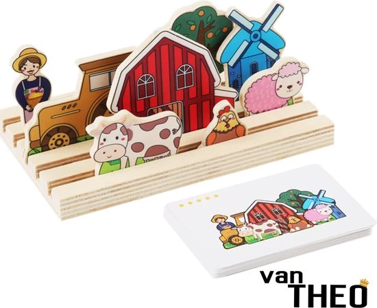 Van Theo® Diepte Puzzel - De Boerderij - Houten Puzzel - Smartgames - Speelgoed 3 Jaar 1 Van Theo® Diepte Puzzel - De Boerderij - Houten Puzzel - Smartgames - Speelgoed 3 Jaar
