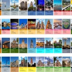 Huurdies Cadeautip! Kwartetspel Nederlandse Steden XL - Kwartetspel Volwassenen - Kwartetspel Kinderen Educatief - 48 Kaarten - 12 Kwartetten - Schoencadeautjes Sinterklaas