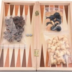 Shagam 3-in-1 Bordspel - 49 Cm - Schaakbord - Dambord - Backgammon - Schaakspel - Schaakset - Schaken - Dammen - Met Schaakstukken - Chess - Hout - Opklapbaar -educational games Winkel 550x466 4