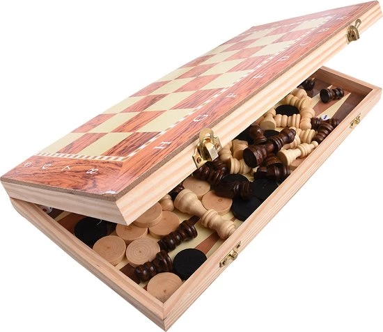 Merkloos Schaakbord | Dambord | Backgammon | 34 X 34 Cm | Schaakspel | Schaakset | Schaken | Dammen | Met Schaakstukken | 3-in-1 Bordspel | Chess | Hout | Opklapbaar 7 Merkloos Schaakbord | Dambord | Backgammon | 34 X 34 Cm | Schaakspel | Schaakset | Schaken | Dammen | Met Schaakstukken | 3-in-1 Bordspel | Chess | Hout | Opklapbaar - Afbeelding 7