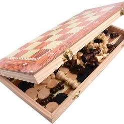 Shagam 3-in-1 Bordspel - 34 Cm - Schaakbord - Dambord - Backgammon - Schaakspel - Schaakset - Schaken - Dammen - Met Schaakstukken - Chess - Hout - Opklapbaar -educational games Winkel 550x477 8