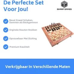 Merkloos Schaakbord | Dambord | Backgammon | 24 X 24 Cm | Schaakspel | Schaakset | Schaken | Dammen | Met Schaakstukken | 3-in-1 Bordspel | Chess | Hout | Opklapbaar -educational games Winkel 550x509 3