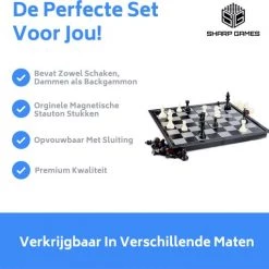 Merkloos Schaakbord | Dambord | Backgammon | 32 X 32 Cm | Schaakspel | Schaakset | Schaken | Dammen | Met Schaakstukken | 3-in-1 Bordspel | Chess | Plastic | Opklapbaar | Magnetisch -educational games Winkel 550x511 5