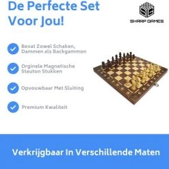 Merkloos Schaakbord | Dambord | Backgammon | 29 X 29 Cm | Schaakspel | Schaakset | Schaken | Dammen | Met Schaakstukken | 3-in-1 Bordspel | Magnetisch | Chess | Hout | Opklapbaar -educational games Winkel 550x511 8