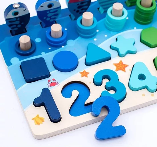 Merkloos Educatief, Houten, Montessori Speelgoed (visspel) 1 Merkloos Educatief, Houten, Montessori Speelgoed (visspel)