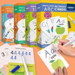 MiDeer Ik Leer Schrijven Woorden & Rekenen (2 Separate Sets) - Engelse Woorden Leren - Herbruikbare Pennen En Kaarten - 2 Verschillende Sets Pennen En Kaarten - Flash Card Voor Vroeg Onderwijs: Ik Leer Engelse Woordjes & Ik Leer Rekenen -educational games Winkel 550x521 2