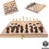 Shagam 3-in-1 Bordspel - 39 Cm - Schaakbord - Dambord - Backgammon - Schaakspel - Schaakset - Schaken - Dammen - Met Schaakstukken - Chess - Hout - Opklapbaar