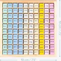 Navaris Houten Rekenbord - Bord Om Sommen Te Oefenen - Oefenbord Met De Sommen Van 1 T/m 10 - Met 100 Gekleurde Blokken Van Hout - Rekenspel