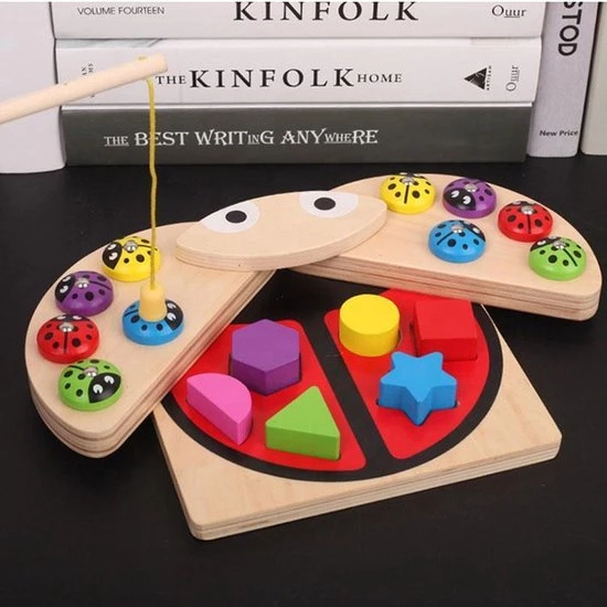 ZaciaToys Houten Lieveheersbeestje Vissen Speelgoed - Puzzel - Vormen - Educatief Speelgoed - Montessori Speelgoed - Blokpuzzel - Vis Spel 2 ZaciaToys Houten Lieveheersbeestje Vissen Speelgoed - Puzzel - Vormen - Educatief Speelgoed - Montessori Speelgoed - Blokpuzzel - Vis Spel - Afbeelding 2