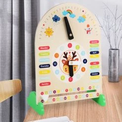 Buxibo - Kleurrijke Houten Kalenderklok - Speelgoedklok - Leerklok - Oefenklok - Educatief - Leerhulpmiddel - Multicolor -educational games Winkel 550x550 266