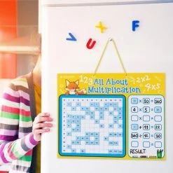 Navaris Magnetische Vermenigvuldigingstabel In Het Engels - Poster Met Tafels - Rekentabel Om Vermenigvuldiging Te Oefenen - 40 X 32 Cm - Geel