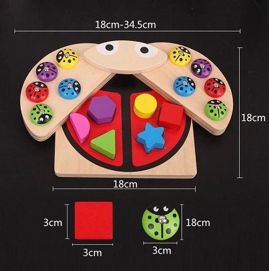 ZaciaToys Houten Lieveheersbeestje Vissen Speelgoed - Puzzel - Vormen - Educatief Speelgoed - Montessori Speelgoed - Blokpuzzel - Vis Spel 8 ZaciaToys Houten Lieveheersbeestje Vissen Speelgoed - Puzzel - Vormen - Educatief Speelgoed - Montessori Speelgoed - Blokpuzzel - Vis Spel - Afbeelding 8