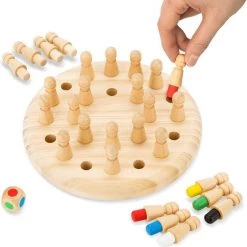 Toyfel Magnus ? Houten Memory Schaakspel Met Tas 18 Cm ? Memory Chess Montessori Educatief Speelgoed Voor Kinderen Spel Voor Logica & Co?rdinatie