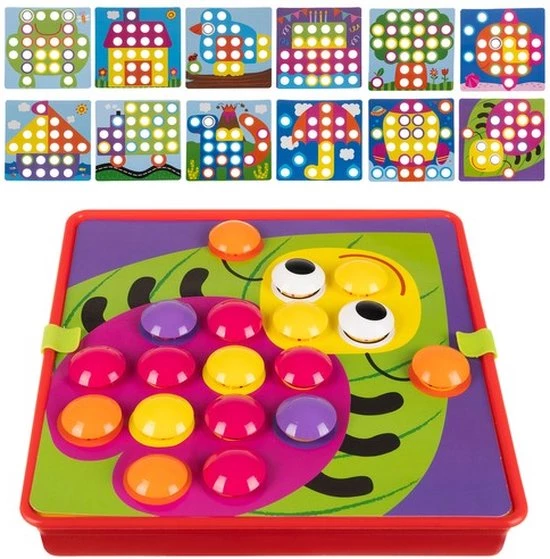 Iso Trade Leerzaam Mozaïek Druk Knoppen Kleuren Spel Met 45 Gekleurde Druk Knop Kralen En 12 Verschillende Plaatjes 7 Iso Trade Leerzaam Mozaïek Druk Knoppen Kleuren Spel Met 45 Gekleurde Druk Knop Kralen En 12 Verschillende Plaatjes - Afbeelding 7