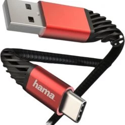 Hama Oplaad-/gegevenskabel Extreme USB-A - USB-C 1,5 M Zwart/rood -educational games Winkel 550x568 6