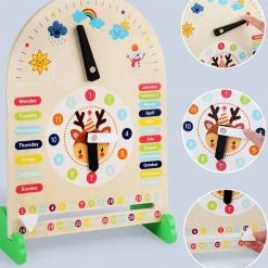 Buxibo - Kleurrijke Houten Kalenderklok - Speelgoedklok - Leerklok - Oefenklok - Educatief - Leerhulpmiddel - Multicolor -educational games Winkel 550x571 5
