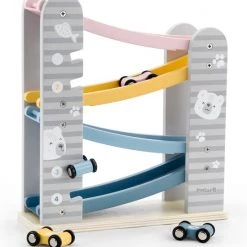 PolarB - Houten Autobaan - 4 Autootjes - Houten Speelgoed Vanaf 18+ Maanden