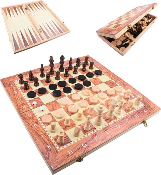 Merkloos Schaakbord | Dambord | Backgammon | 34 X 34 Cm | Schaakspel | Schaakset | Schaken | Dammen | Met Schaakstukken | 3-in-1 Bordspel | Chess | Hout | Opklapbaar 1 Merkloos Schaakbord | Dambord | Backgammon | 34 X 34 Cm | Schaakspel | Schaakset | Schaken | Dammen | Met Schaakstukken | 3-in-1 Bordspel | Chess | Hout | Opklapbaar