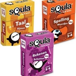 Squla Kaartspel 3 Stuks. Groep 1-2, Groep 3-4, Groep 5-6 Taal Rijmen, Spelling Woordjes En Rekenen Schatten