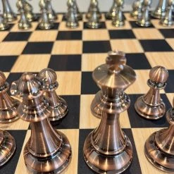 Doctor Sport Schaakspel - Staunton Metaal Superluxe 1.8 Kg. - 56 X56 Cm Bord - Roodkoper En Cyaan - 110 Mm Koning Top Kwaliteit Klasse En Geweldig