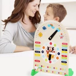 Buxibo - Kleurrijke Houten Kalenderklok - Speelgoedklok - Leerklok - Oefenklok - Educatief - Leerhulpmiddel - Multicolor -educational games Winkel 550x734 6